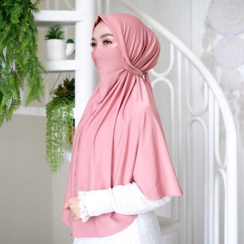 Product image KAHASIL - Hijab Bergo Instan 2in1 Plus Cadar Jersey Premium KHS4387 all variant Dusty Pink